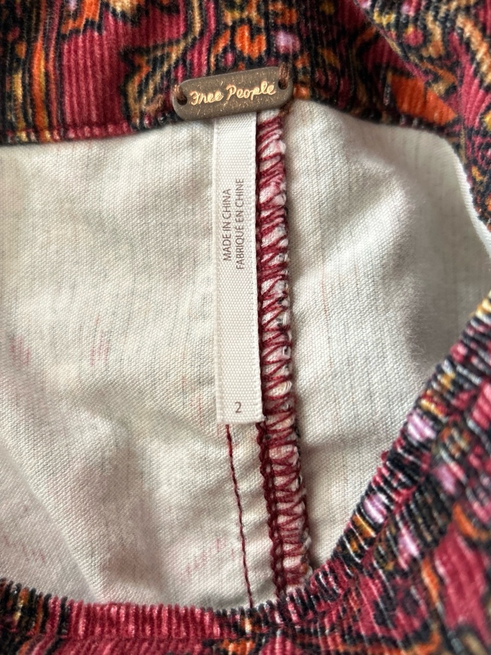 Free People Burgundy Multicolor Patterned Mini Skirt - Picture 3 of 3